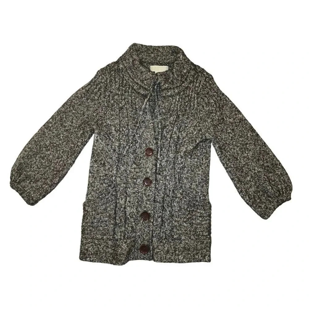 Michael Kors Women Brown Cotton Collared Button Knitted Cardigan Sweater Size M